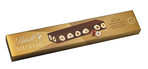 Lindt Nuxor Turrón de chocolate negro y avellanas, avellanas tostadas enteras, 200 gr