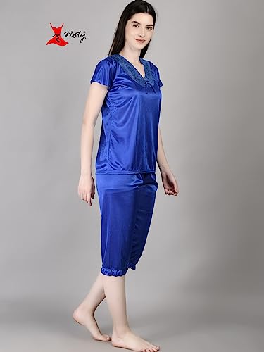 Image of Noty Girl's Satin Solid Night Suit Set Pack of 1