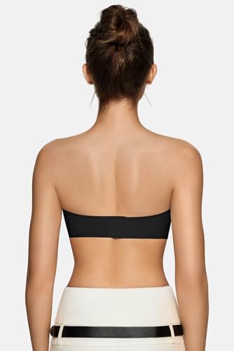 Vertvie Women's Wireless Strapless Bra Seamless Padded Bandeau Bra Non-Slip Silicone Tube Top Push Up Convertible Bralette