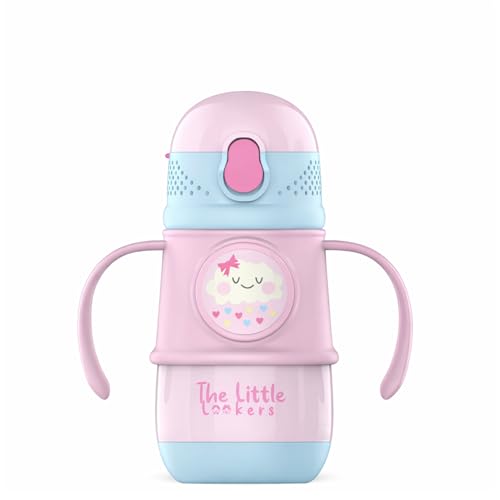 Image of THE LITTLE LOOKERS Stainless Steel Hot & Cold Sipper Bottle for Kids | 300 Milliliters | Rust-Proof | BPA-Free | Double-Wall Vacuum Insulation Water Bottle | Ideal for School and Travel | Pink