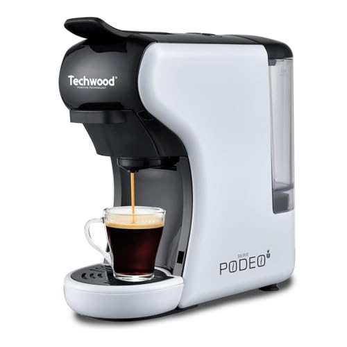BM TOOLS Cafetière Expresso MULTI-CAPSULES Techwood TCA-191N - Puissance : 1450W - Coloris Blanc