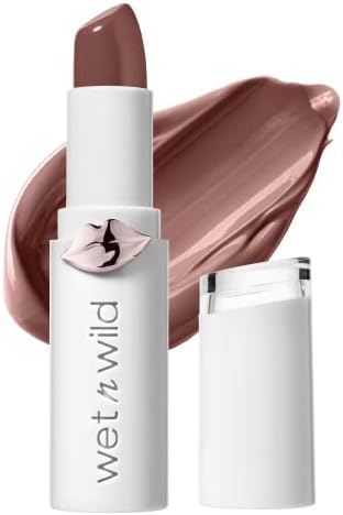 wet n wild Mega Last High-Shine Lipstick Lip Color, Infused with Seed Oils For a Nourishing High-Shine, Buildable & Blendable Creamy Color, Cruelty-Free & Vegan - Mad for Mauve