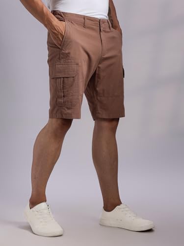 Image of Thomas Scott Men's | Regular Fit | 100% Cotton | Solid | Breathable Lightweight | 6-Pocket Cargo Shorts | Cricket Club Collection