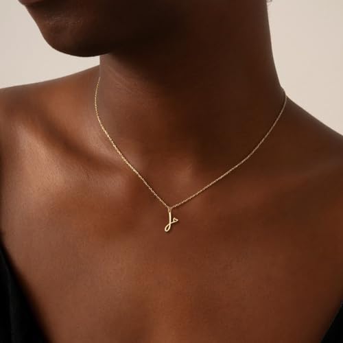 CAROVO Initial Necklaces for Women, Dainty 14K Gold/Silver Letter Pendant Necklace Trendy Simple Cute Necklaces Monogram Name Choker Necklace Jewelry Gift4