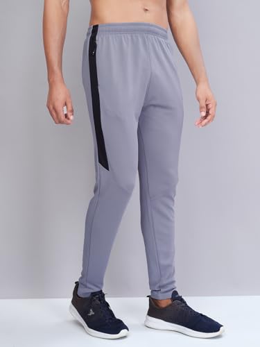 Image of TECHNOSPORT Men's Slim Fit Mid Rise Solid Trackpant with Techno Dry for Gym, Workout & Sports