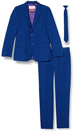 Opposuits Solid Colored Suits for Boys - Outfits Come with Pants, Jacket and Tie, Navy Royale Teen, 14Y