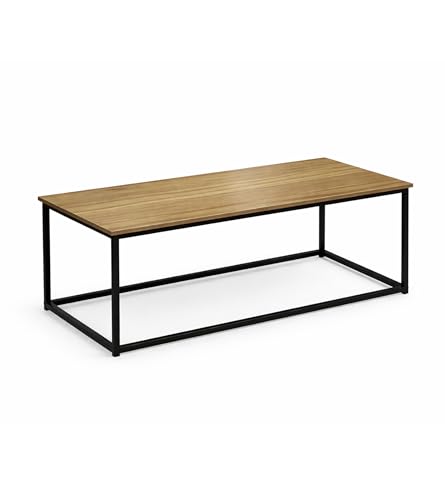 Home Heavenly® Mesa de Centro Kraft 90x48x40 cm – Tablero Roble y Patas Metálicas, Diseño Industrial Resistente para Salón o Zona de Estar, Color Beige y Negro