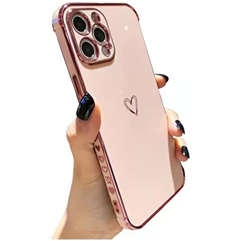 Tzomsze Cute Case Compatible with iPhone 12 Pro Max, Luxury Electroplated Soft Edge Bumper Case for Women, Full Camera Lens Protection & Reinforced Corners Shockproof Case Cover 6.7-Inch (Candy Pink) Cover