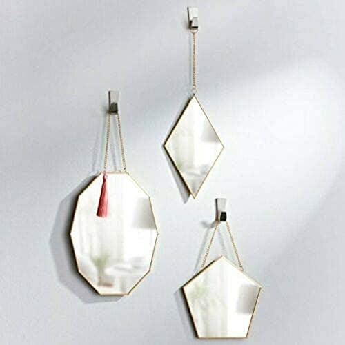 Juego de 3 espejos geométricos para colgar en la pared con hexágono dorado, moderno, nueva tendencia Cover