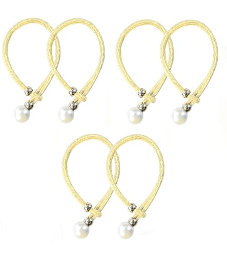 Image of INOVERA (LABEL) 6 Pieces Curtain Holders Tieback - Adjustable Window Curtains Tie Rope - Drapery Hold-Backs Band for Office Home Decorative Accessories (Cream)