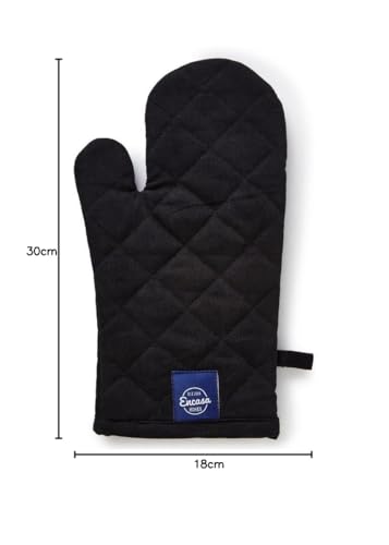 Miniatura 7 de Encasa Xo Guantes De Horno De Algodón Resistentes Al Calor Juego De 2 - Acolchada Y Segura 17x29 Cm - Para Cocina, Cocinar Y Hornear, Manejo De Ollas Y Sartenes Calientes - Negro Completo