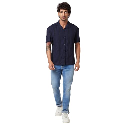 Image of Spykar Solid Half Sleeve Regular Fit Shirt for Men