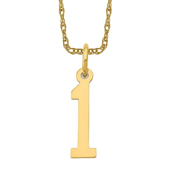 IceCarats 14K Solid Yellow Gold Number 1 Necklace Chain Pendant Charm2