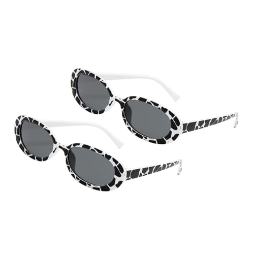 Gatuida 2PCS Sunglasses for Women Unique Print Lightweight Eyewear with Decorative Sun Glasses for Parties Cosplay and Everyday Fashion