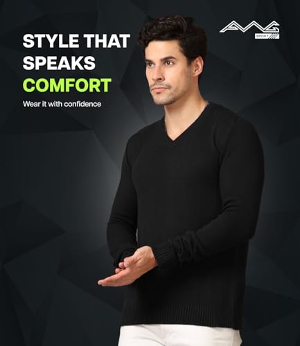 Image of AWG ALL WEATHER GEAR Men's V-Neck Full Sleeve Sweater | Sweater for Winter | Plain Casual Wear Sweater l Sweater for Men | Pullover for Men | Winter Wear Sweater for Men | Mens Sweater