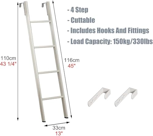 Escalera de litera y camas loft, escalera de metal resistente para dormitorio 6