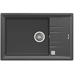 Fregadero Teka Granito Teka 115330041 - Fregadero de cocina hecho de granito (granito) con un solo cuenco piedra 60 S-TG gris-115330041, color gris oscuro