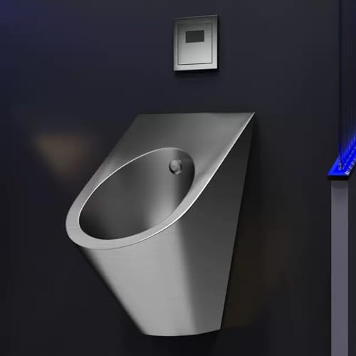 OTQEFTN Automatic Sensor Urinal, Wall-Mounted 304 Stainless Steel Urinal Splash-Proof, Male Sanitary Ware Public Toilet Urinal, for Schools, Public Places