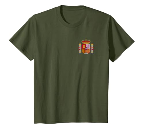 Spain Espana Madrid Mallorca Barcelona Sevilla Coat of arms T-Shirt, Youth, Olive Green, 2T