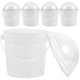 AUTSUPPL 5Pcs Popcorn Buckets with Lids and Handles Versatile Ice Cream Snack and Food Storage Containers Home Cinema and Retail Use Plastic Design