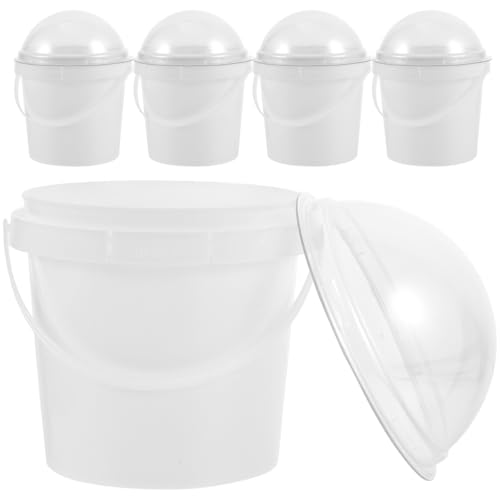 AUTSUPPL 5Pcs Popcorn Buckets with Lids and Handles Versatile Ice Cream Snack and Food Storage Containers Home Cinema and Retail Use Plastic Design