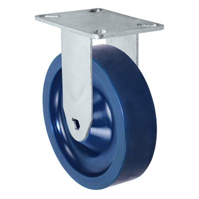 CasterHQ - 5" X 1.25" Light Duty Blue Solid Polyurethane Wheel - Stainless Rigid Caster 350 lbs Capacity