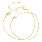 VNIDJGB Gold Anklets for Women, Dainty Layered Design Gold Anklet, Adjustable Waterproof Double-Layered Ankle Bracelets for Women, for Birthday,Anniversary,Holidays,Christmas Gifts.