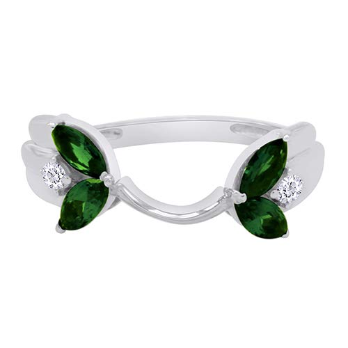 0.84 Carat Simulated Green Emerald & Cubic Zirconia Enhancer Guard 14K Gold Over Sterling Silver