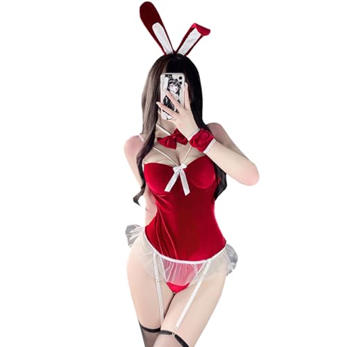 SNOMYRS Women Sexy Bunny Costume Anime Cosplay Lingerie Kawaii Naughty Bunny Senpai Maid Outfit Bodysuit