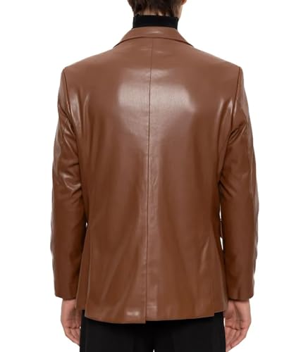 Image of Leather Blazer for Men Real Lambskin Mens Leather Coat Classic 2 Button Black Leather Blazer Men Leather Coat