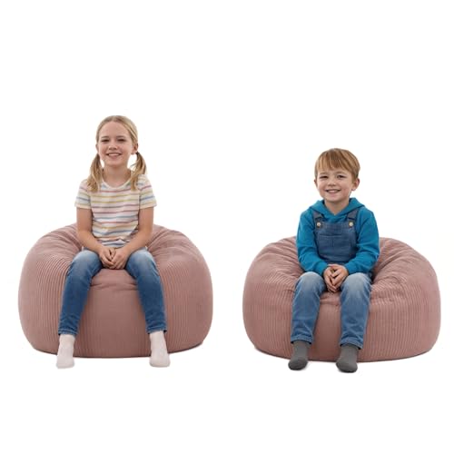 Gutekissen® Kinder Sitzsack-Bezug für Stofftiere 85×85×50 cm - Spielzeug Aufbewahrung für Kinderzimmer - Kuscheltier-Organizer für Plüschtiere & Decken - Oeko-Tex Stoff, Reißverschluss (Rosa)