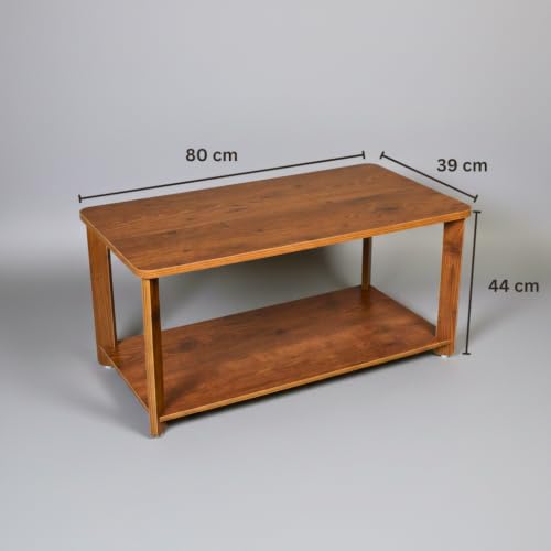 Image of InoSlashed Engineered Wood Center Table | Coffee Table for Living Room | Tea Table | Teapoy for Home | Living Room | Office with Storage Shelf (Grenada Pine)