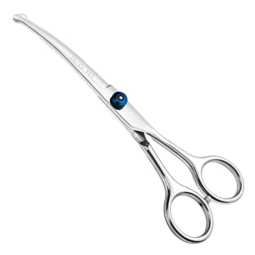 LILYS PET 7" Right-Handed Pet Round-Tip Grooming Stainless Steel Safety Grooming for Dogs and Cats (Curved Scissor)