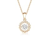 Stfery Collar de moissanita de oro de 9/14/18 quilates para mujer, collar con colgante de corona de halo con moissanita redonda de 0,5 quilates de oro real, 40+5cm, Metal, Moissanita