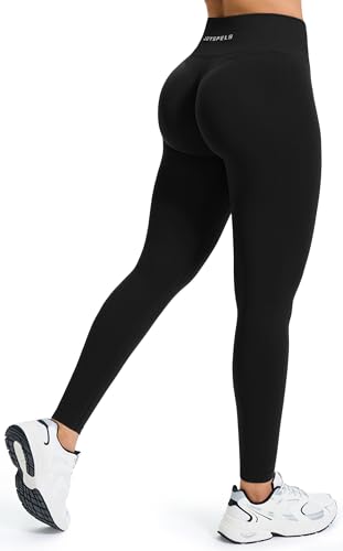 JOYSPELS Seamless Gym Leggings for Women Workout Running Sports Bums Lifting Activewear Leggings High Waist Womens Yoga Pants UK Black L