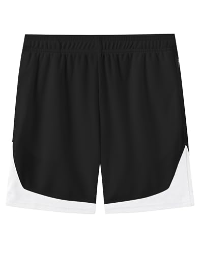 Boys Athletic Shorts with Zipper Pockets Dri Fit Quick Dry Basketball Soccer Mesh Youth Kids Gym Elastic Waistband