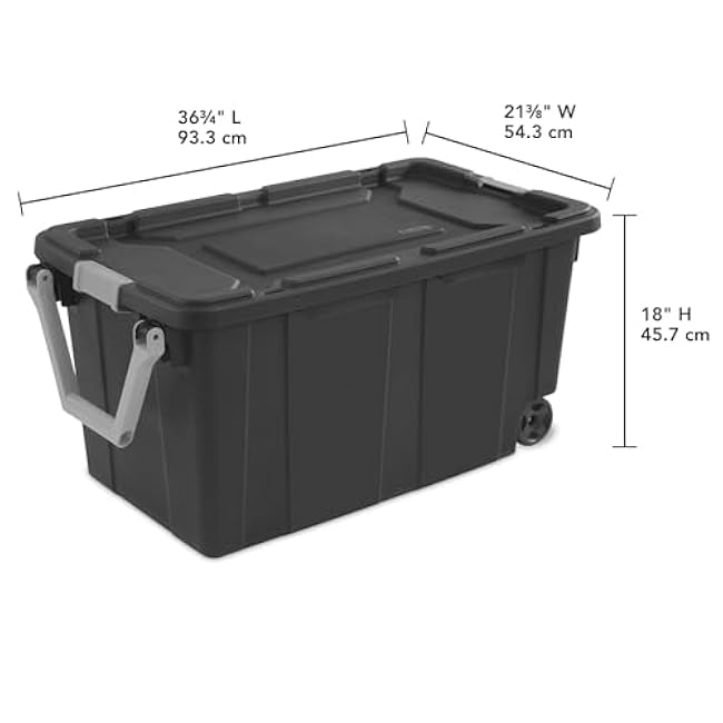 40 Gallon Extra Large Wheeled Storage Bin,Heavy Wheeled Industrial Tote,Large Plastic Tote for Garage,for Garage/Camping/Moving - Black Industrial Storage Container