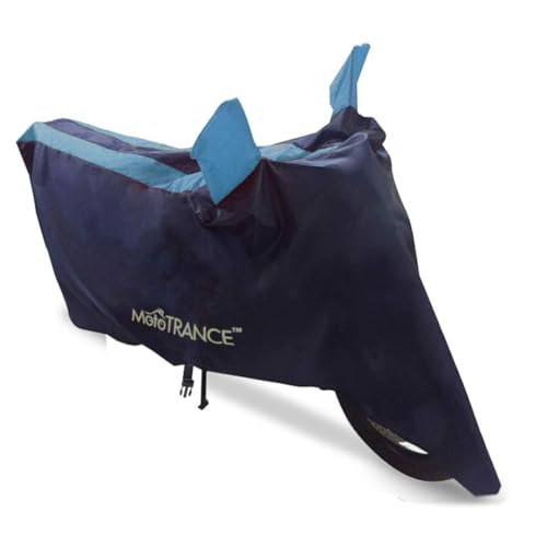 Image of Mototrance All Weather Protection Two Wheeler Cover for All Bikes /Royal Enfiled /Upto Pulsar 160CC to 350CC | Anti Dust, Water Resistant, Heat Resistant, UV Proof with Mirror Pocket | Arc Aqua