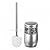 Crackled Glass Toilet Brush with Holder - Silver Toilet Bowl Cleaner Brush and Holder - Good Grip, Deep Cleaning, Decorative Design Compact Toilet Bowl Scrubber