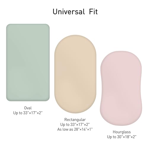 Muslin Bassinet Fitted Sheets, 2 Pack for Baby Boy and Girl, Soft Breathable Stretchy Baby Pad/Mattress Sheet Set, Universal Fit for Hourglass Oval and Rectangle Bassinet Mattress (Bright Leaves)