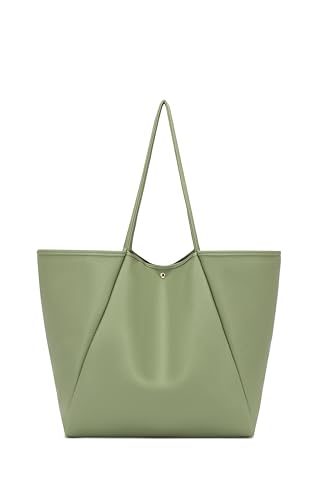Image of Dreubea Large Leather Tote Bag for Women - Big Work Bag, Spacious Minimalist Handbag, Tote Handbag for Office