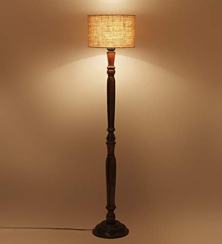 Image of Devansh Beige Jute Wooden Floor Lamp