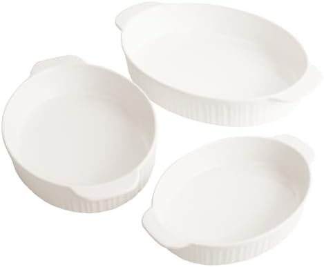 Glad Baking Dish Set, 3pc - Oval Stoneware Casserole Dishes for Oven and Microwave - Nesting Bakeware Set with Handles (11.5'', 10'', and 8.5''), Dishwasher Safe - Thumbnail 5