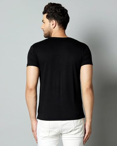 Image of Noble Monk Men Regular Fit T-Shirt | Round Neck | Half Sleeve | Self Design | Casual T Shirt for Men