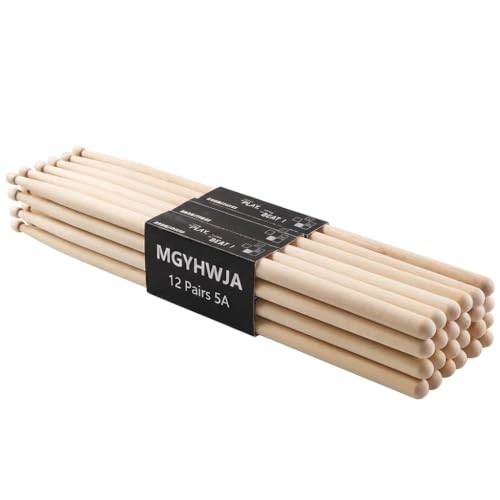 MGYHWJA 5A Drum Sticks Bulk 12 Pairs, Maple Wood Drumsticks