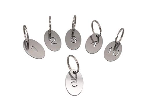 NanTun 304 Stainless Steel Oval Key Tags with Ring 10 pcs, Hollowed Number ID Tags Key Chain, Numbered Key Rings - 1 to 10