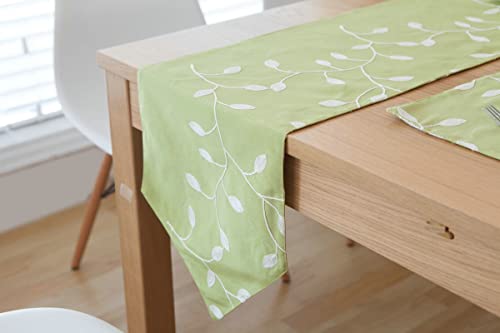 Chemin de table en coton vert décoration table longue chic
