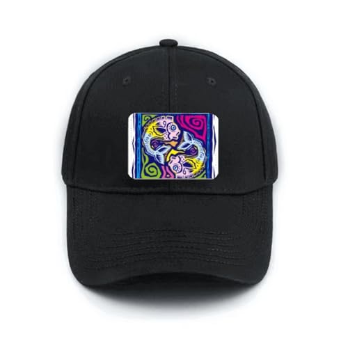 Casquette Mexicon Culture Gravure Constellation Poissons Noire Réglable