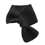 [Zintanmall] ミニマフラー 差し込みマフラー レディース メンズ ニット 薄手 無地 ワッフル編み プレゼント ブラック