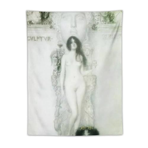 グスタフ・クリムト 彫刻の寓意 (2) タペストリー 印刷 ポスター ウォールアート 画像 現代 芸術 壁の絵 け ソファの背景絵画30"x40"